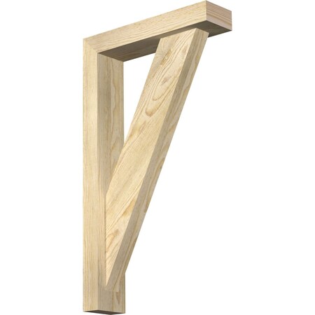 Ekena Millwork Traditional Block Rough Sawn Bracket w/ Offset Brace, Douglas Fir, 4"W x 16"D x 28"H BKT0402X16X28TRA05RDF